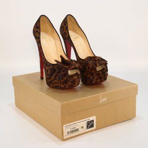 Christian Louboutin 'Lady' Peep Toe Leopard Print Platform